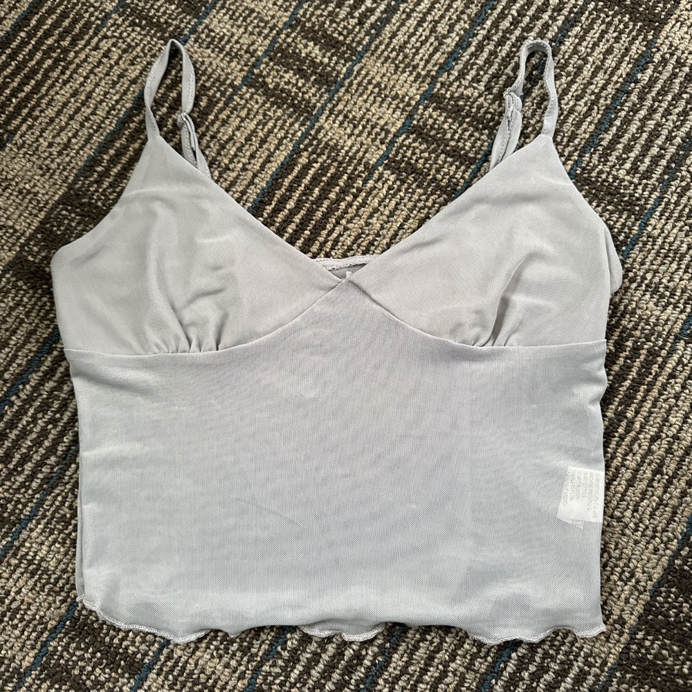 light blue/grey silky top
